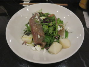 A bowl of microcosmos ramen@Tsurumen Tokyo：Seasonal Salada of herbs and leafy Vegetables