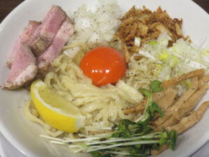 帆立と鯛香る塩油そば@油そば 六善（十条駅）具